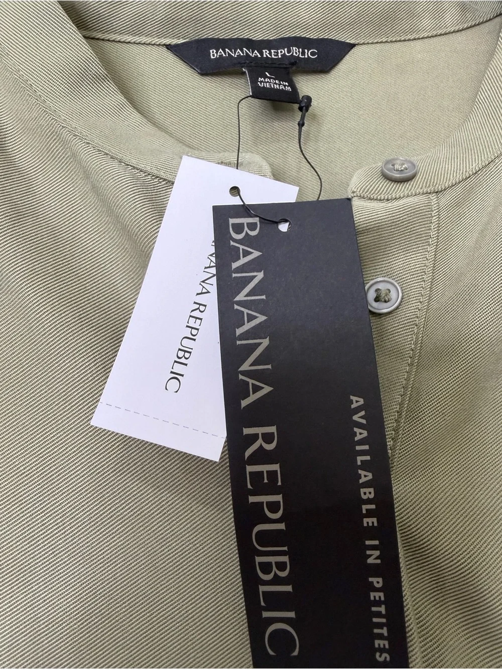 Banana Republic Men's Olive Green Long-Sleeve Henley Top
